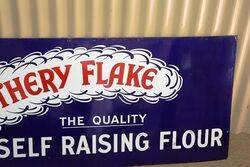 Vintage Use Feathery Flake Enamel Advertising Sign 