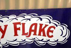 Vintage Use Feathery Flake Enamel Advertising Sign 