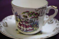 Vintage Washington Pottery Crinoline Lady Cup+Saucer 