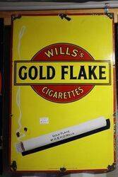 Vintage Will+39s Gold Flake Enamel Advertising Sign 