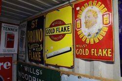 Vintage Will+39s Gold Flake Enamel Advertising Sign 