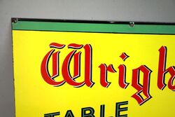 Vintage Wrights Table Waters Enamel Advertising Sign 