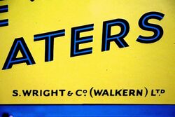 Vintage Wrights Table Waters Enamel Advertising Sign 