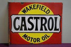 Wakefield Castrol Double Sided Enamel Advertising Sign