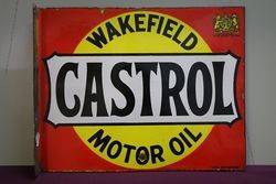 Wakefield Castrol Motor Oil Double Sided Enamel Sign 