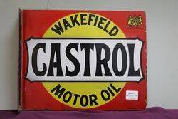 Wakefield Castrol Motor Oil Double Sided Enamel Sign 