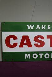 Wakefield Castrol Motor Oil Enamel Advertising Sign 