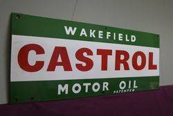 Wakefield Castrol Motor Oil Enamel Advertising Sign 