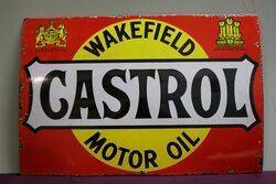 Wakefield Castrol Motor Oil Enamel Advertising Sign 