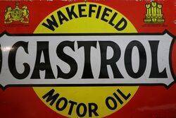 Wakefield Castrol Motor Oil Enamel Advertising Sign 