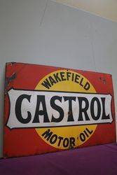 Wakefield Castrol Motor Oil Enamel Advertising Sign  