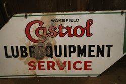 Wakefield Castrol Service Double Sided Enamel Advertising Sign 
