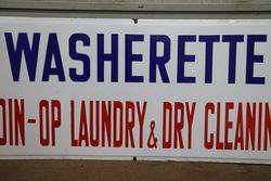 Washerette CoinOp Laundry and DryCleaning Enamel Sign 