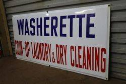 Washerette CoinOp Laundry and DryCleaning Enamel Sign 