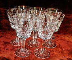 Waterford Crystal 8 Long Stem Wine Glasses 