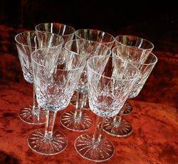 Waterford Crystal 8 Long Stem Wine Glasses 