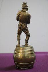 Well Cast Brass Triple X Pub Figure Standing On a Barrel 