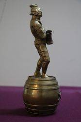 Well Cast Brass Triple X Pub Figure Standing On a Barrel 