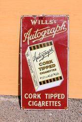 Wills Autograph Pictorial Enamel Advertising Sign