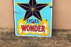 Wonder Cycles Post Mount Enamel Sign