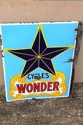 Wonder Cycles Post Mount Enamel Sign