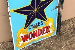 Wonder Cycles Post Mount Enamel Sign