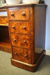 Wonderful English Burr Walnut Pedestal Dressing Table c1850