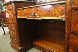 Wonderful English Burr Walnut Pedestal Dressing Table c1850