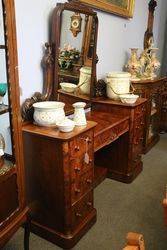 Wonderful English Burr Walnut Pedestal Dressing Table c1850