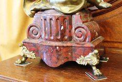 Wonderful Pair Of 19th Century Gilt Bronze Cherubs On Rouge Marble And Gilt Mounts