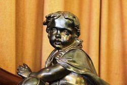 Wonderful Pair Of 19th Century Gilt Bronze Cherubs On Rouge Marble And Gilt Mounts