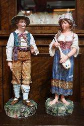 Wonderful Pair Of Late C19th Hungarian China Figures