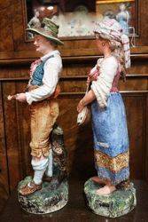 Wonderful Pair Of Late C19th Hungarian China Figures