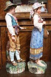 Wonderful Pair Of Late C19th Hungarian China Figures