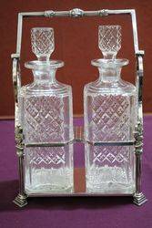 Wonderful Quality C19th Silver Plated 2 Bottle Cut Glass Tantalus 