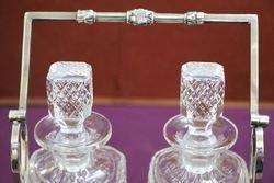 Wonderful Quality C19th Silver Plated 2 Bottle Cut Glass Tantalus 