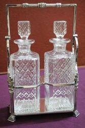 Wonderful Quality C19th Silver Plated 2 Bottle Cut Glass Tantalus 