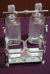 Wonderful Quality C19th Silver Plated 2 Bottle Cut Glass Tantalus 