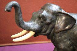 Wonderful Quality Japanese Bronze + Ivory Elephant 