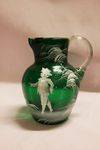 Wonderful Victorian Green Glass Mary Gregory Jug 