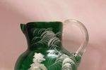 Wonderful Victorian Green Glass Mary Gregory Jug 