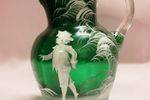 Wonderful Victorian Green Glass Mary Gregory Jug 