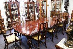  Antique Victorian Mahogany D End 5 Leaf Extension Table