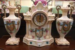            Edwardian 3pc China Clock Set 