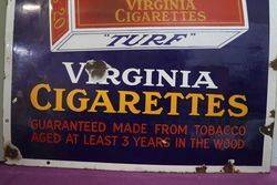 andquotTURFandquot Virginia Cigarettes Enamel Advertising Sign 