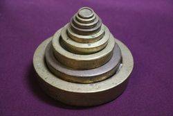 set Of 9 Antique Brass Weights 